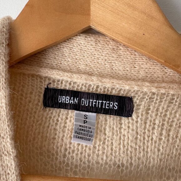 UO Urban Outfitters Alston Laddered Knit Cardigan Cream Size Small - Picture 7 of 8